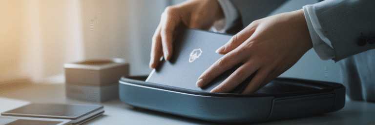 Freelancer securing confidential client document.