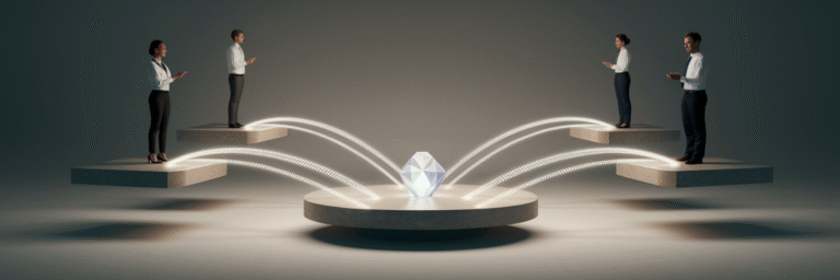 Professionals collaborating across secure light bridges