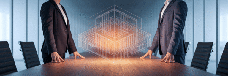 Professionals securely collaborating on a project.