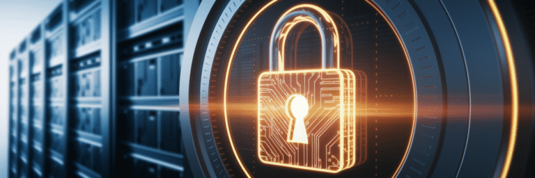 Digital lock symbolizing cloud data encryption.